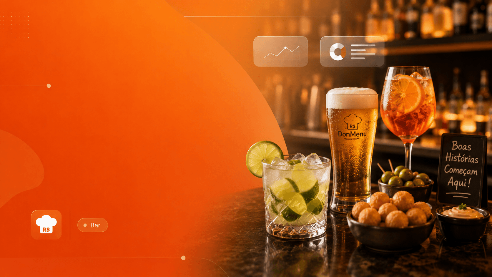Dono de bar usando o DonMenu